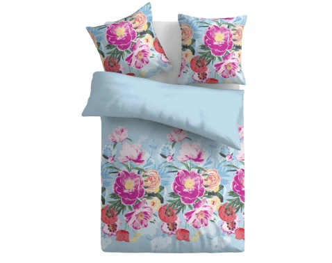 E-shop Obliečky Gloria 140x200 cm, kvetinové modré, bavlnený satén%