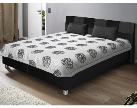 E-shop Posteľ Nice 180x200 cm, čierna ekokoža/šedá tkanina, s matracmi%
