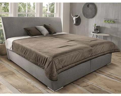 E-shop Posteľ Monte 160x200 cm, béžová tkanina / deka / vankúše%