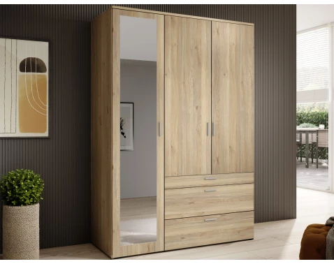 E-shop Šatníková skriňa so zrkadlom Vesala, 135 cm, dub mauvella%