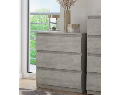 E-shop Zásuvková komoda Carlos 75 cm, šedý beton%