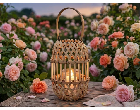 E-shop Drevený lampáš 15x22 cm, prírodná hnedá%