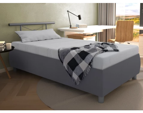 E-shop Posteľ s matracom Caribic 110x200 cm, svetlo šedá/šedá látka%
