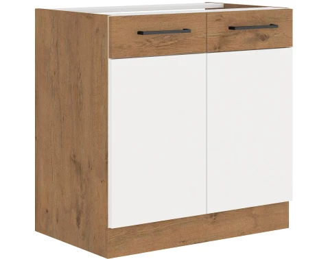 E-shop Kuchynská drezová skrinka Vigo, dub lancelot / biely lesk, šírka 80 cm%