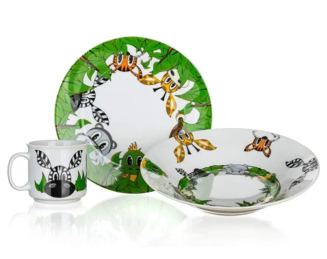 Detská jedálenská sada (3 diely) Kamaráti z džungle%