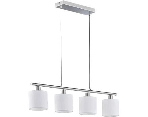 Závesné stropné osvetlenie Tommy, 4 svietidlá, nikel/biela látka%