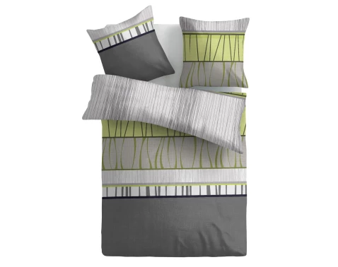 E-shop Obliečky Pruhované, zelená/čierna/sivá, renforcé%
