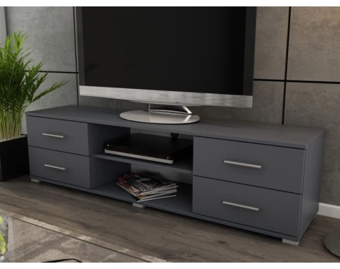 Široký TV stolík Oskar TV, grafitový, šírka 180 cm%
