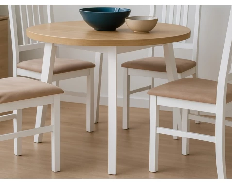 Okrúhly jedálenský stôl Norveg 100 cm, dub artisan/biely%