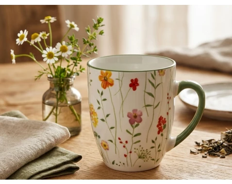 E-shop Hrnček Poľné kvety 330 ml, žltý/zelený%