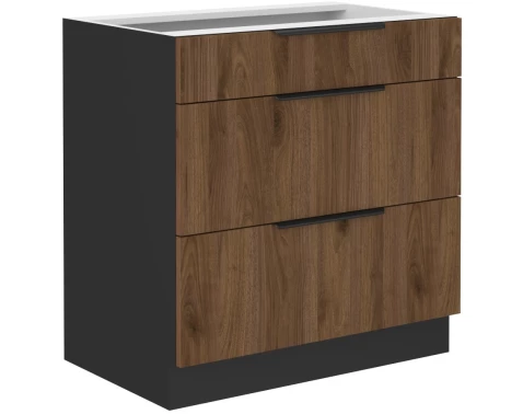 E-shop Dolná zásuvková kuchynská skrinka Monza, 80 cm, orech/čierna%