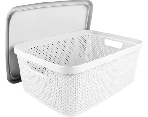 E-shop Úložný box s vekom Diamond 13 l, čierny/biely%