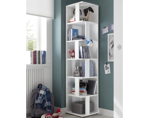 Rohový regál s priehradkami Corner Shelf, biely%