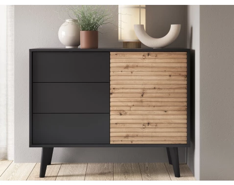 E-shop Skrinka so zásuvkami Willow, čierna/dub artisan%
