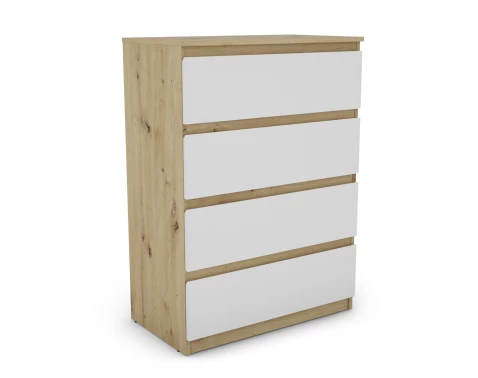 E-shop Komoda so 4 zásuvkami Carlos, dub artisan/biela, 75 cm%