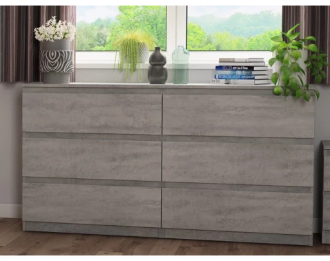 E-shop Široká komoda Carlos, šedý betón, 150 cm%