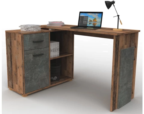 E-shop Rohový písací stôl Andy, vintage optika dreva%