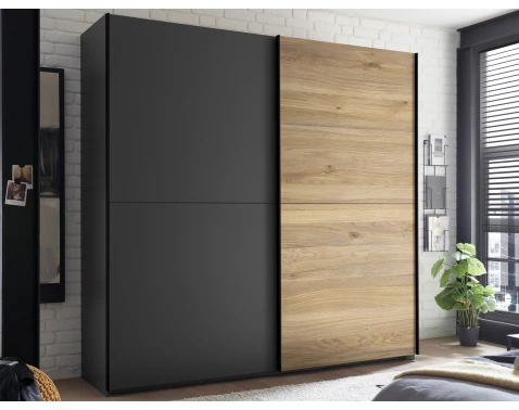 E-shop Šatníková skriňa Melton, 215 cm, grafit/dub mauvella%