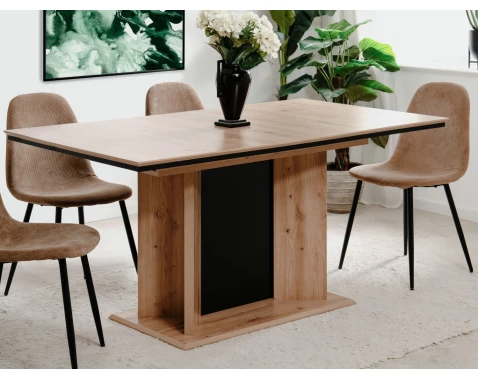 E-shop Rozkladací jedálenský stôl Novella 160x90 cm, dub artisan/čierny%
