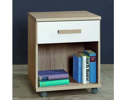 E-shop Úložný kontajner na kolieskach Cariba, dub san remo/biely%
