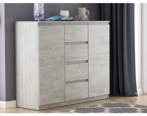 E-shop Široká komoda so 4 zásuvkami Carlos, šedý betón, 120 cm%