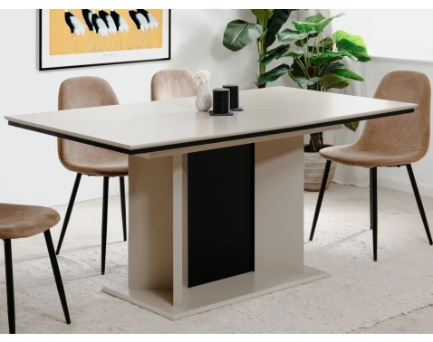 E-shop Rozkladací jedálenský stôl Novella 160x90 cm, béžový/čierny%