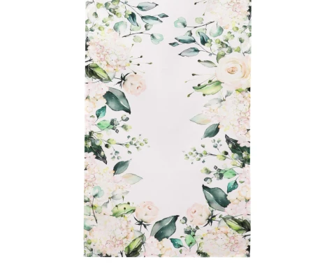 Behúň na stôl Biele ruže a hortenzie, 150x40 cm%