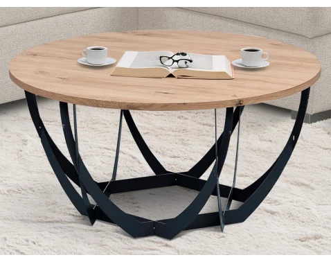E-shop Okrúhly konferenčný stolík Mella, 80 cm, dub artisan%