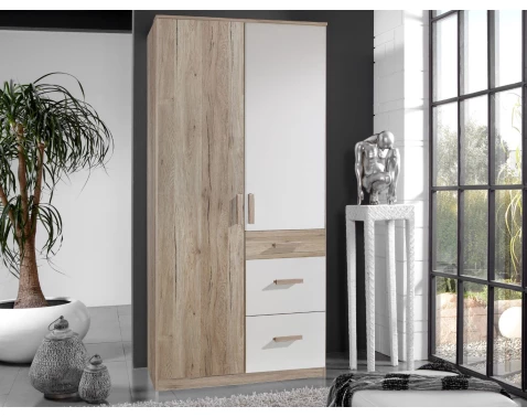 E-shop Šatníková skriňa Cariba, 90 cm, dub san remo/biela%