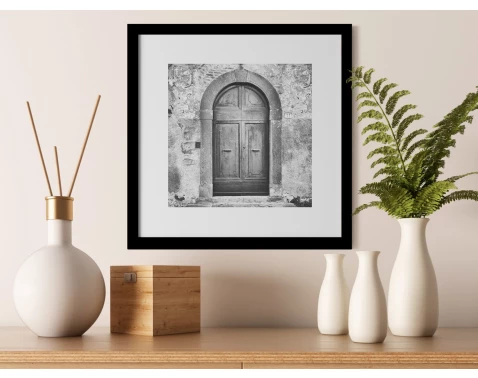E-shop Rámovaný obraz Oblúkovité dvere 30x30 cm, čiernobiele%
