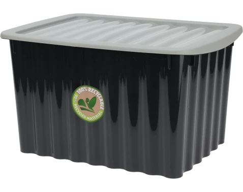Úložný box s vekom 60x35 cm, čierny, recyklovaný plast%