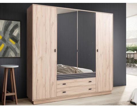 E-shop Šatníková skriňa s otočnými dverami Ancona, 200 cm, dub estana/antracit%