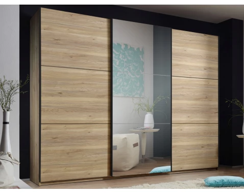 E-shop Šatníková skriňa so zrkadlom Bravo, 270 cm, dub mauvella%