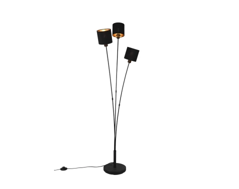 E-shop Stojaca lampa Tommy, 3 svietidlá, čierna/zlatá%