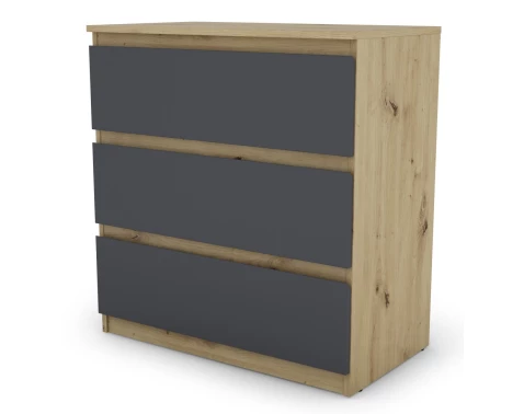 E-shop Zásuvková komoda Carlos 75 cm, dub artisan/grafit%