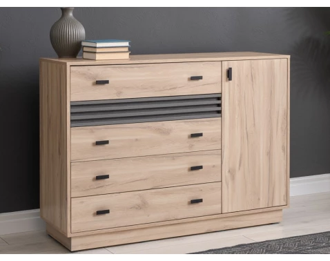 E-shop Komoda so šuplíkmi Ancona, 135 cm, dub estana/antracit%