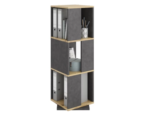 Otočný regál Tower, dub artisan/vintage optika kovu%