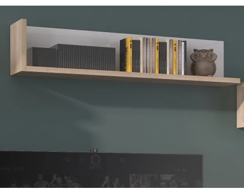 E-shop Nástenná polica Lyon 120 cm, dub artisan/biela lesk%