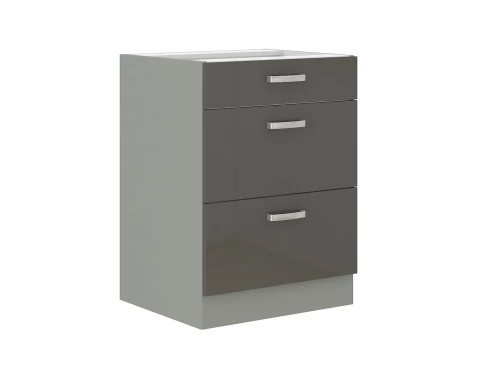 E-shop Dolná kuchynská zásuvková skrinka Grey 60D3S, 60 cm%