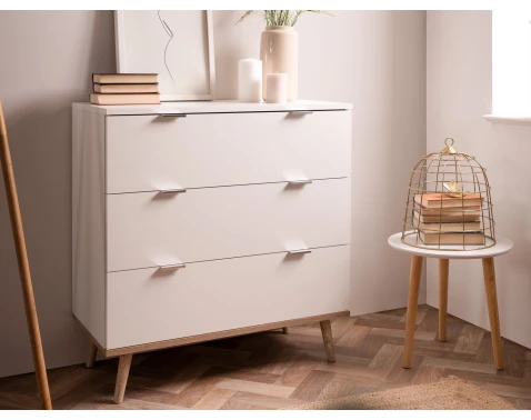 E-shop Komoda s 3 zásuvkami Göteborg, biela/dub sonoma%