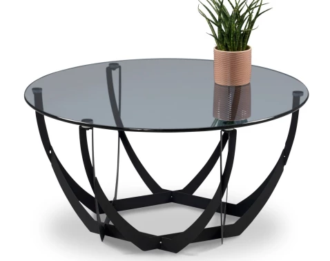 E-shop Konferenčný stolík Maya, 80 cm, čierny/sivé sklo%
