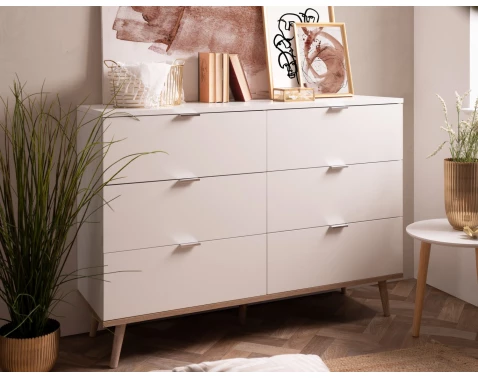 E-shop Komoda se 6 zásuvkami Göteborg, bílá/dub sonoma%