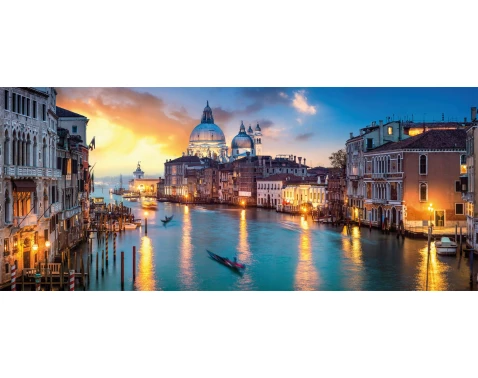 E-shop Panoramatický obraz na plátne Benátky večer, 140x60 cm%