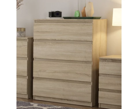 E-shop Komoda so 4 zásuvkami Carlos, dub sonoma, 75 cm%