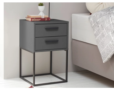 Nočný stolík s 2 zásuvkami Suna, grafitový%