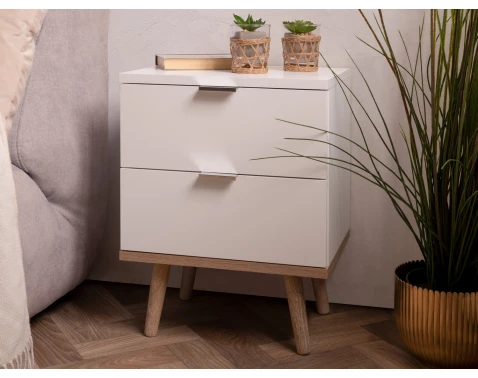 E-shop Nočný stolík Göteborg, biela/dub sonoma%