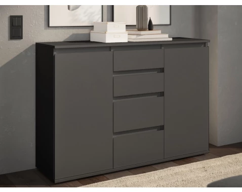 E-shop Komoda so 4 šuplíkmi Brest, 119 cm, antracitová%