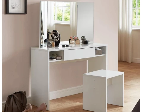 E-shop Kozmetický stolík so zrkadlom Jolien, biely%
