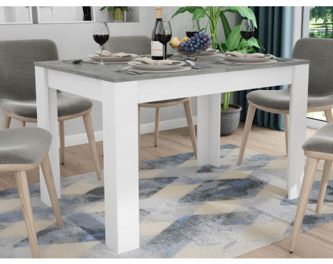 Jedálenský stôl Adam 120x80 cm, biely/šedý betón, rozkladací%