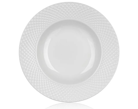 Hlboký tanier Diamond Line, biely s reliéfem%